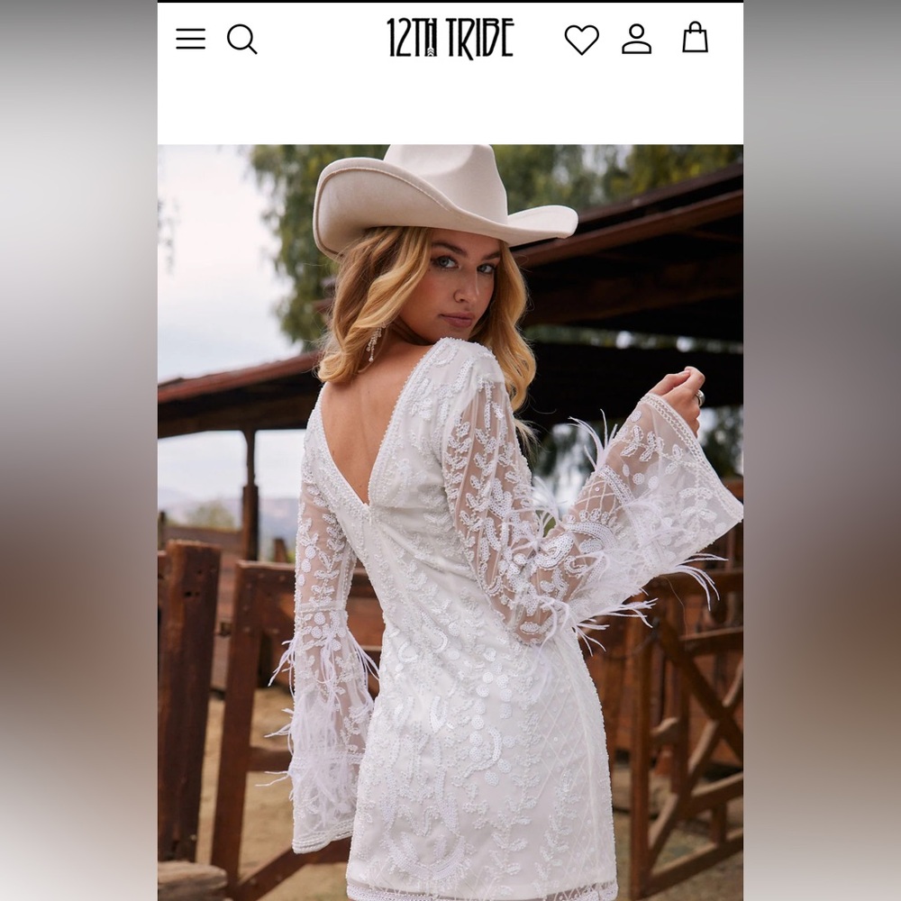 Larisa White Printed Sequin Long Sleeve Dress